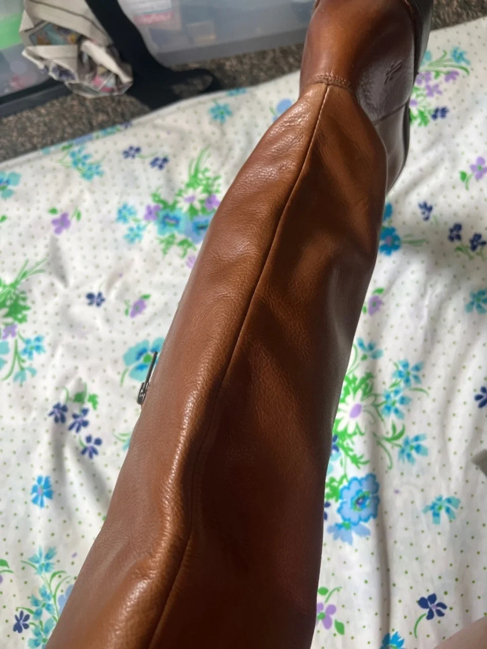 Frye Shirley Over the Knee Brown Leather Boots Cognac Color 8